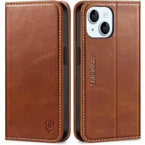 SHIELDON iPhone 15 Genuine Leather Wallet Case